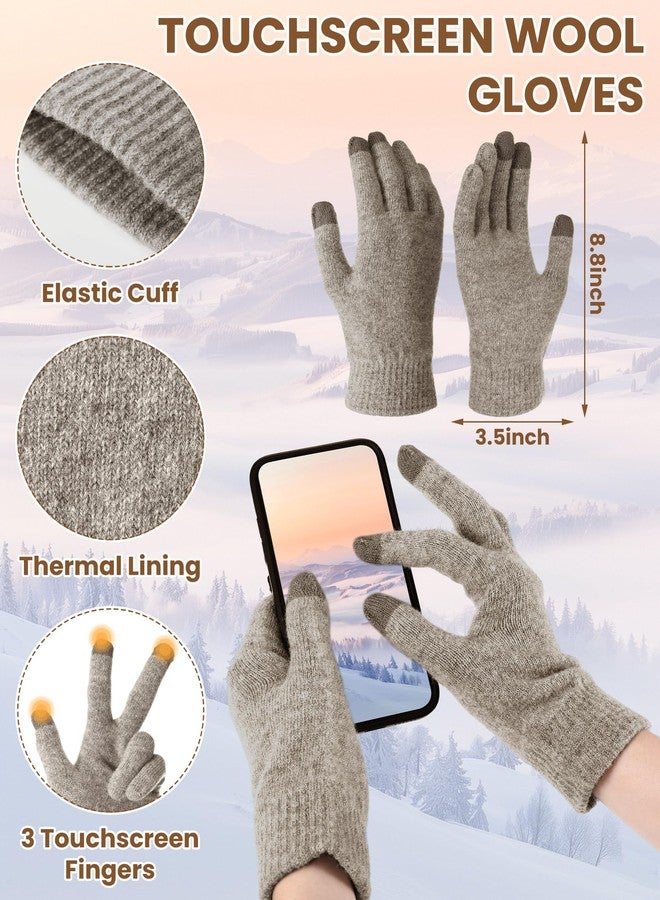 Croloose 3 Pcs 100% Wool Winter Hat Gloves Socks Set for Women Men Thermal Knit Beanie Wool Touchscreen Gloves Warm Socks Winter Warmer Accessories Christmas Gifts for Cold Weather Outdoor Sports - Image 4